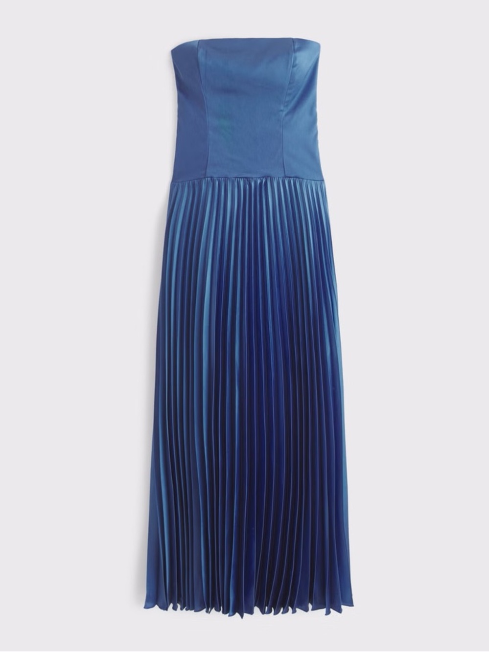 Strapless Pleated Maxi Dress - Blue